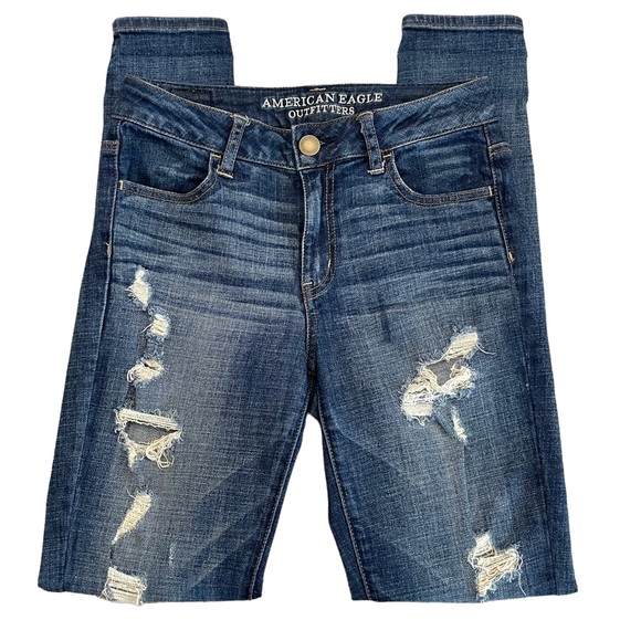 American Eagle Distressed Hi Rise Jeggings.  Size 2 - Picture 3 of 8